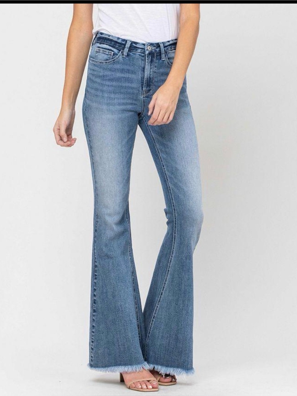 Vervet by Flying Monkey Flare Jeans Size 29 Raw Hem Blue Denim